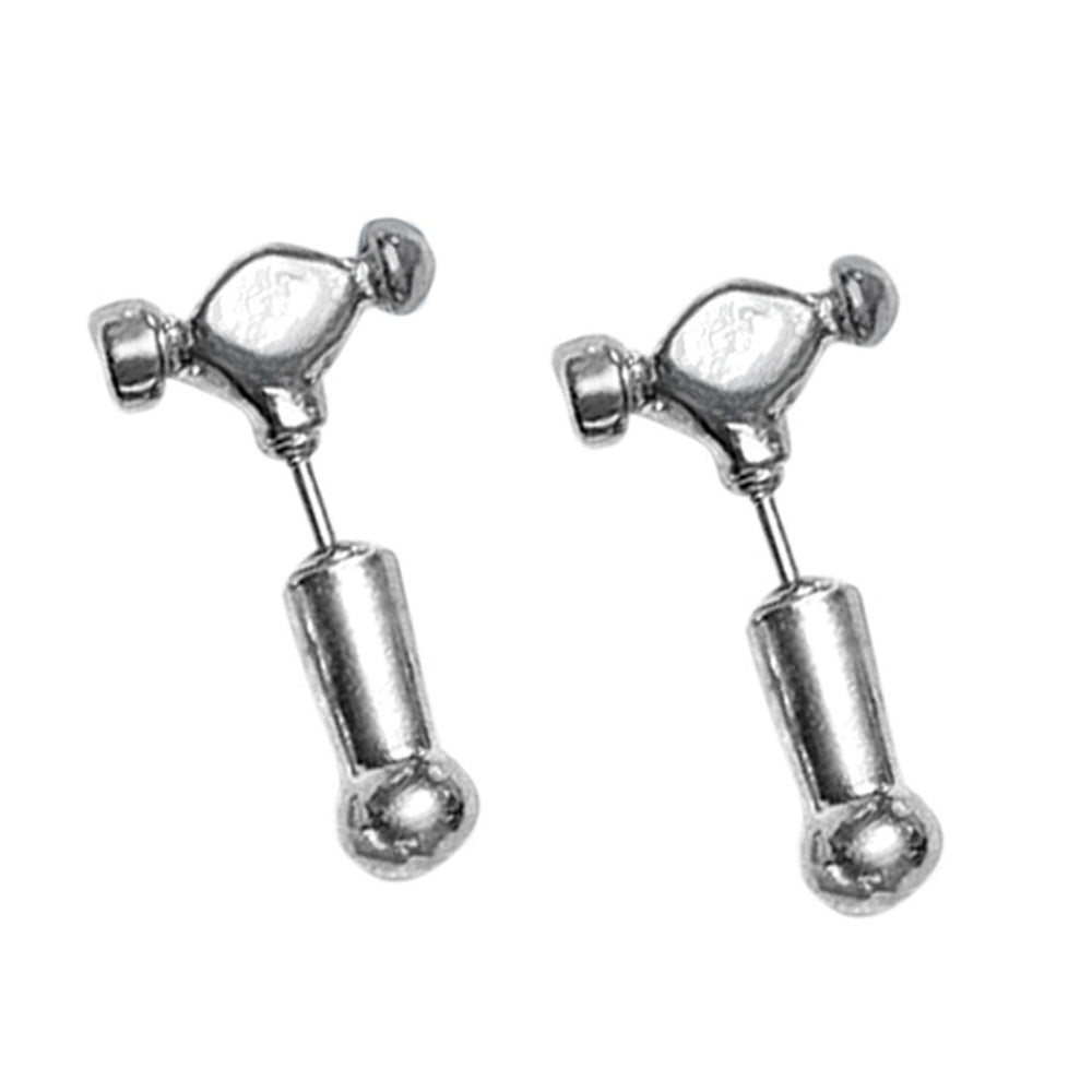 Surgical Steel 20 Gauge Hammer Fake Plug Stud Earrings - Pair