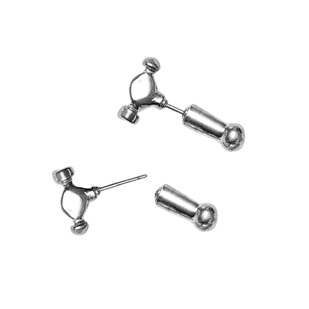 Surgical Steel 20 Gauge Hammer Fake Plug Stud Earrings - Pair