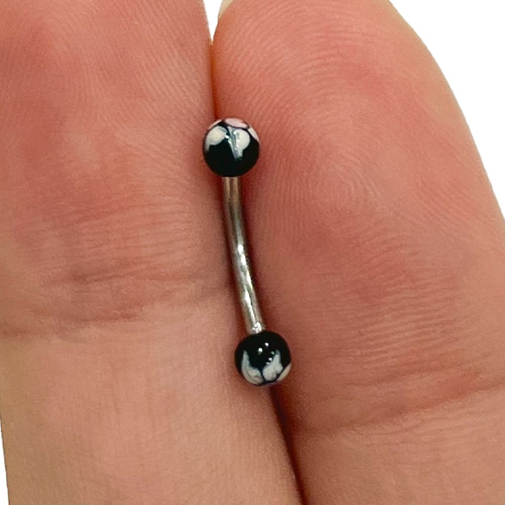 Surgical Steel Curved Barbell 16 Gauge with Hand Painted Flowers - photo 4