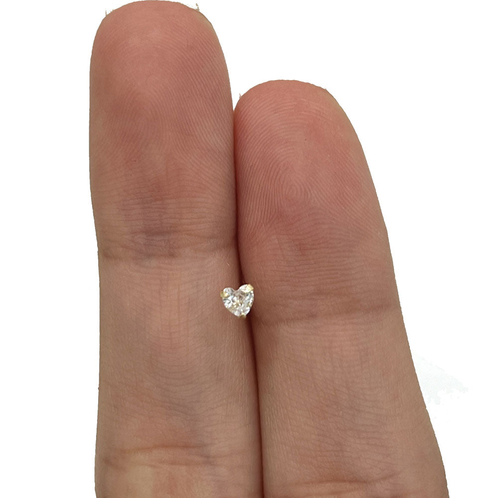 14K Solid Gold Bendable Fishtail Nose Stud 22G with CZ - 4 Shapes - photo 8