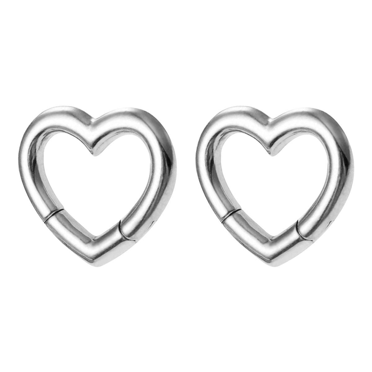 Surgical Steel Heart Ear Weights 2G & 0G with Clicker - Pair