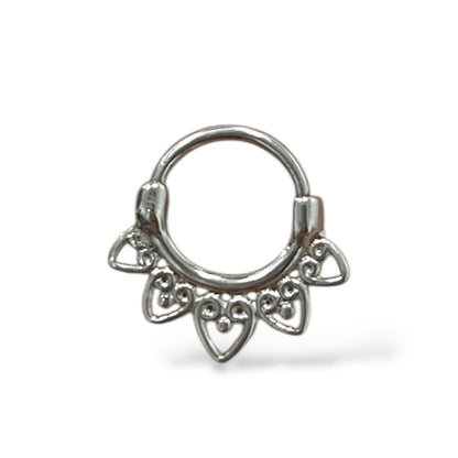 Surgical Steel 16 Gauge Hinged Segment Ring with Filigree Heart