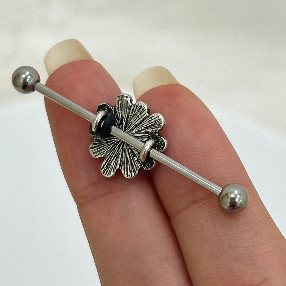 Surgical Steel 14 Gauge Industrial Barbell with Filigree Heart Opal - photo 3