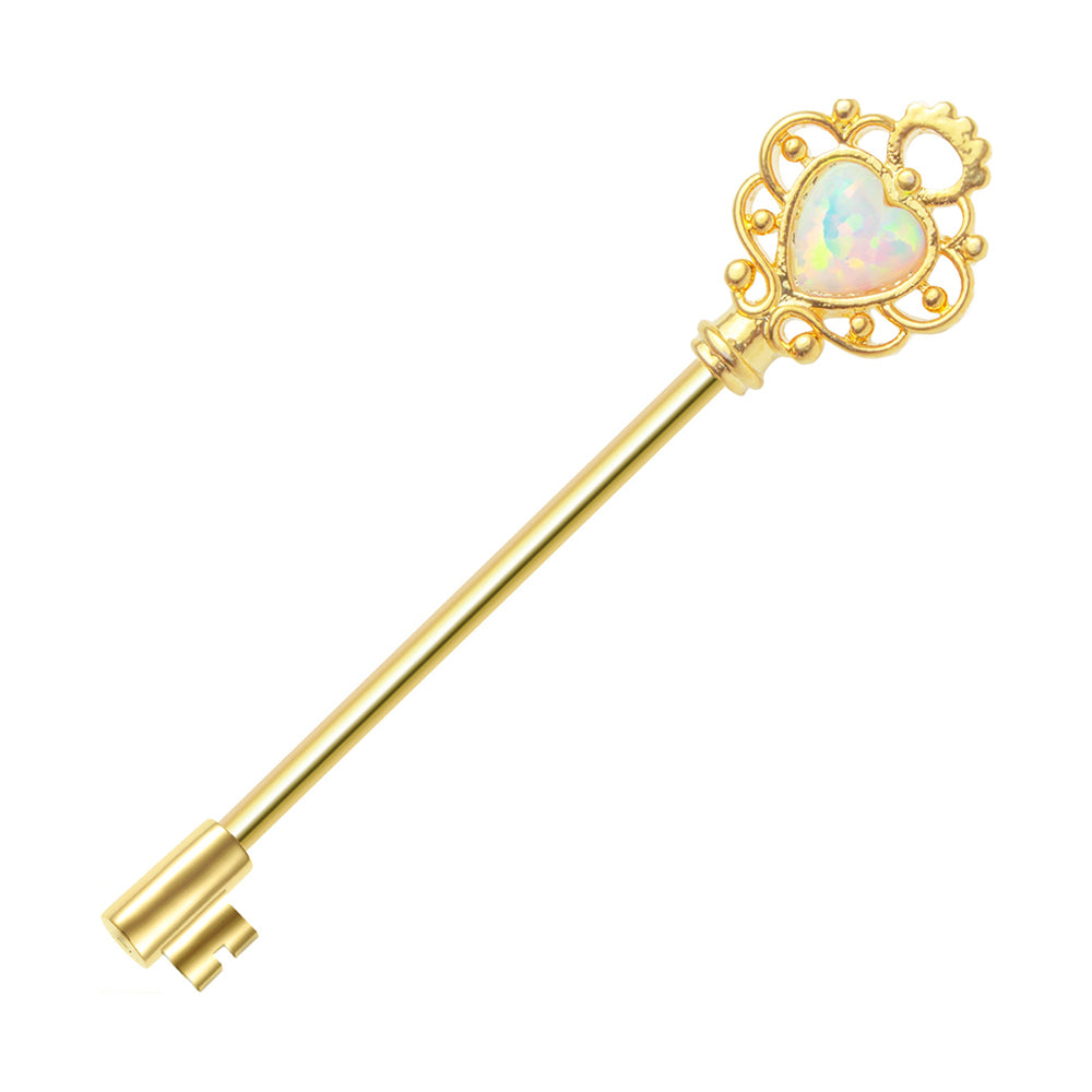 Surgical Steel 14 Gauge Industrial Barbell Heart with Victorian Key