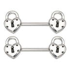 Surgical Steel 14 Gauge Heart Pad Lock Nipple Barbell - Pair