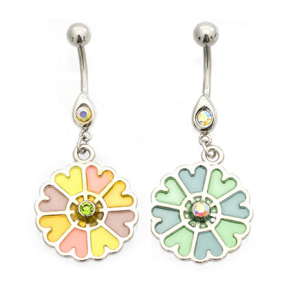 Surgical Steel 14 Gauge Luxe Modz Pastel Petal Heart Belly Ring