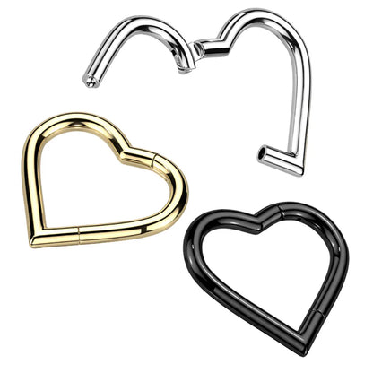 Titanium Heart Hinged Segment Ring 18 Gauge 8mm & 10mm - Pair - photo 6