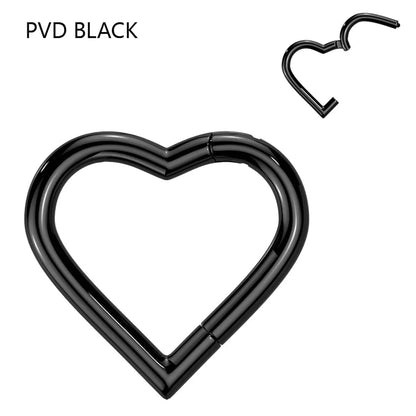 Titanium Heart Hinged Segment Ring 18 Gauge 8mm & 10mm - Pair - photo 9
