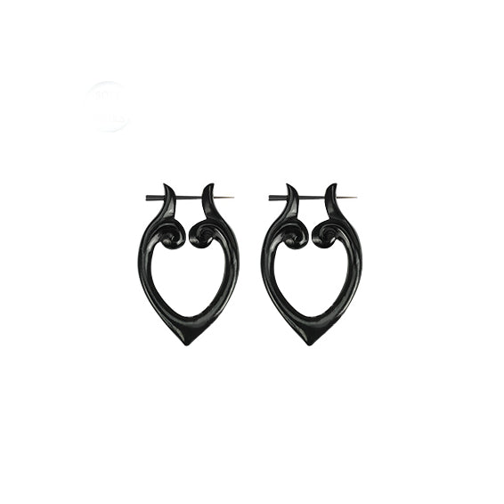 Organic Horn Heart Shaped Earrings - Pair