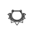 Surgical Steel Septum Clicker Ring 16 Gauge with Heart Tribal Fan - Kruelty - Photo 2
