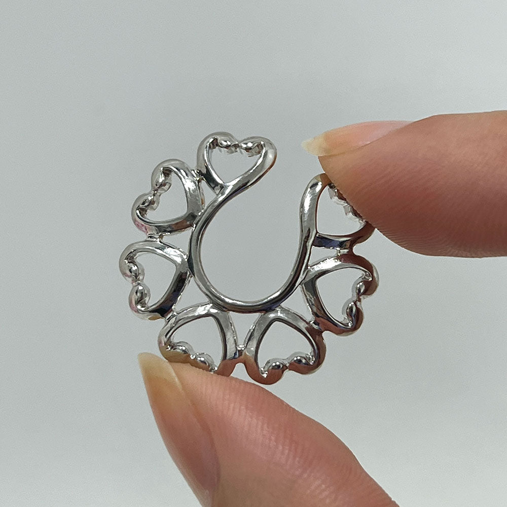 Surgical Steel Clip On Nipple Rings with Tribal Heart - Pair - photo 2