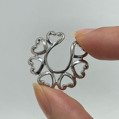 Surgical Steel Clip On Nipple Rings with Tribal Heart - Pair - photo 2