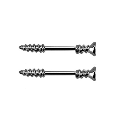 Surgical Steel 14 Gauge Screw Nipple Barbell - Pair - photo 5