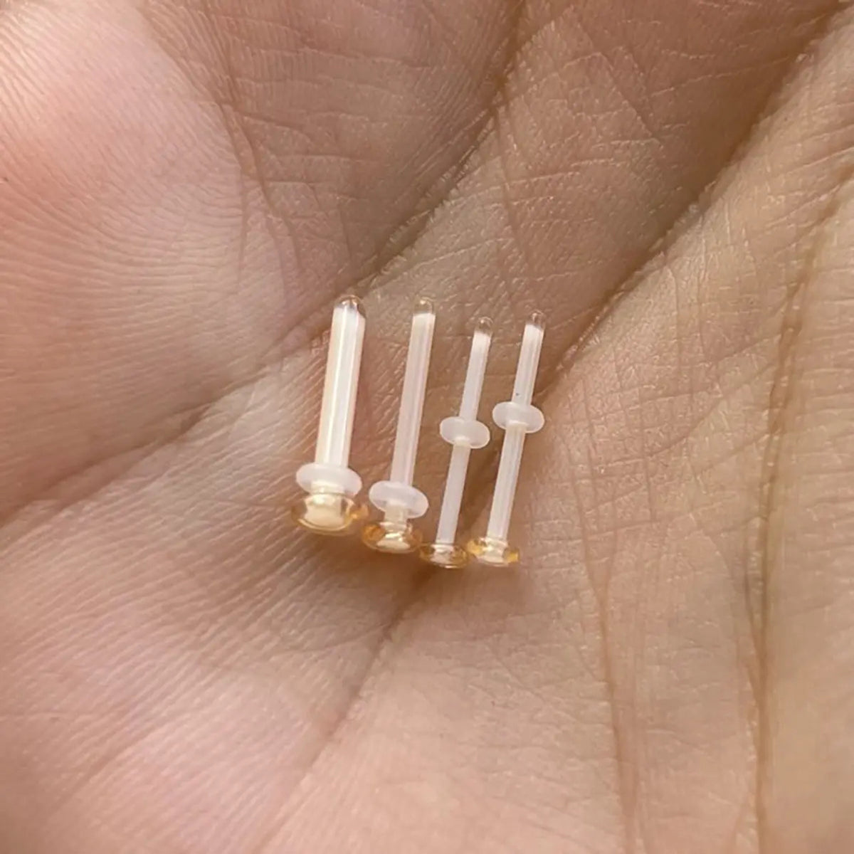 Glass Pyrex Clear Flesh Tone Retainer Stud 20 to 14 Gauge - Kruelty - Photo 3