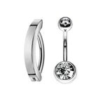 Titanium 14G CZ Hinged & Curved Belly Button Rings - Pair - Style 2