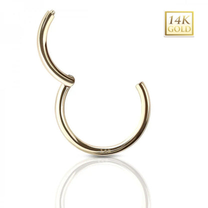 14K Solid Gold 16 to 20 Gauge Hinged Segment Clicker Hoop Ring - photo 3