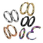 Surgical Steel 18 Gauge Hinged Clicker Huggie Hoop Earrings