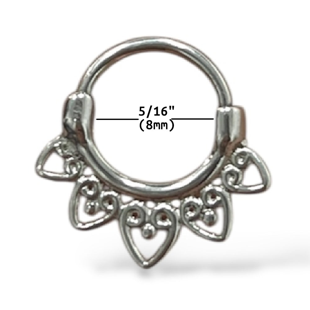 Surgical Steel 16 Gauge Hinged Segment Ring with Filigree Heart - photo 3