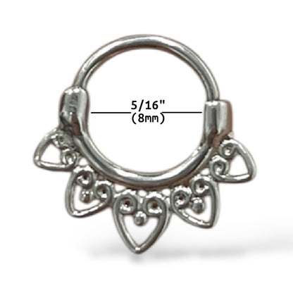 Surgical Steel 16 Gauge Hinged Segment Ring with Filigree Heart - photo 3