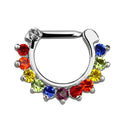 Surgical Steel 16 Gauge Pride CZ Hinged Septum Clicker 8mm