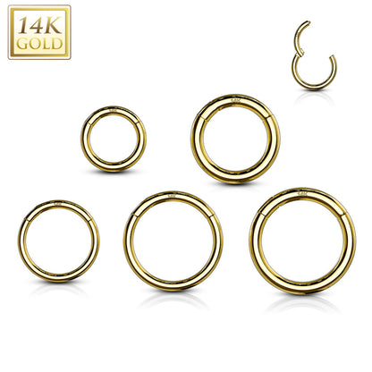 14 Karat Solid Gold Hinged Segment Ring 20 18 & 16 Gauge Seamless Hoop