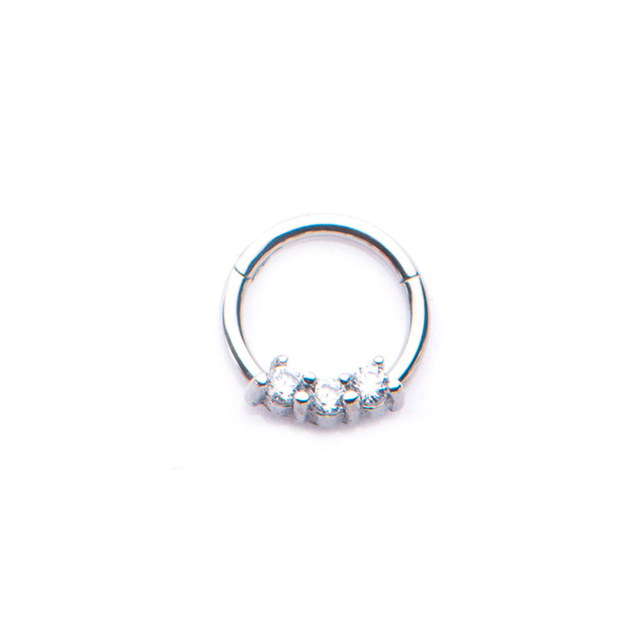 Surgical Steel Hinged Segment Ring 16 Gauge With 3 Set CZ