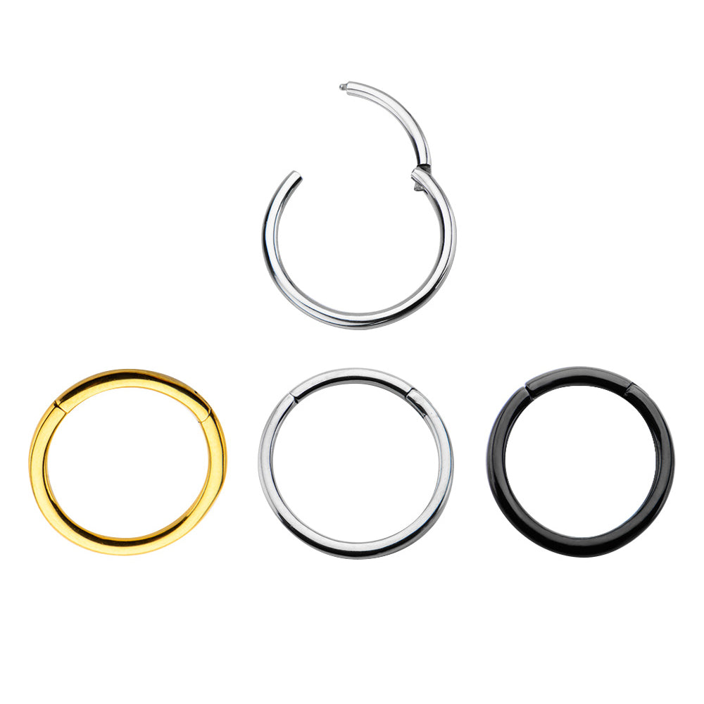 Surgical Steel Hinged Segment Ring Natural, Black or 24K Gold Plated