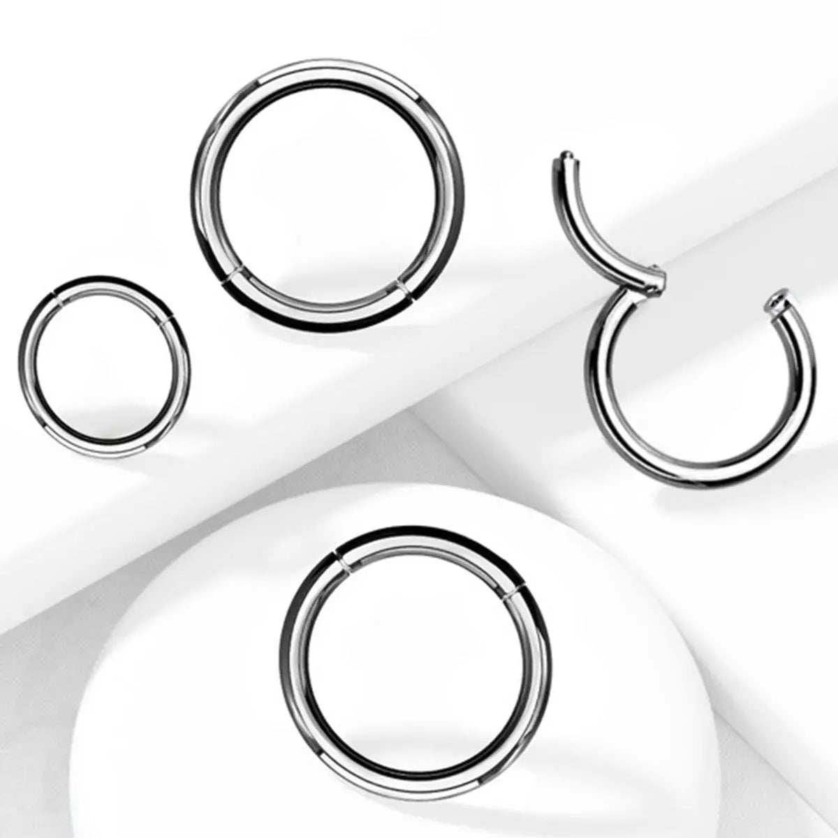 Titanium 16 to 20 Gauge Hinged Segment Ring Clicker Hoop - photo 3