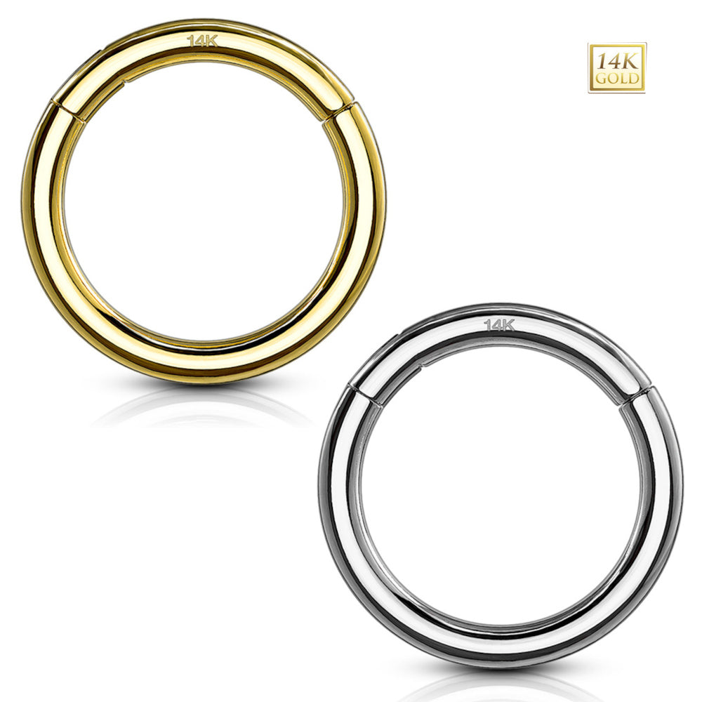14K Solid Gold 14 to 18 Gauge Hinged Segment Ring Clicker