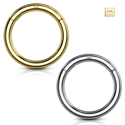 14K Solid Gold 14 to 18 Gauge Hinged Segment Ring Clicker