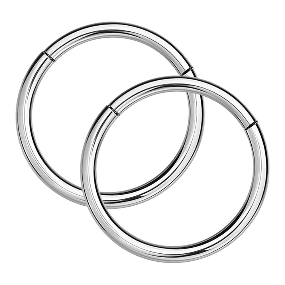 Surgical Steel 14 Gauge Hinged Segment Clicker Hoop - Pair