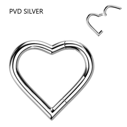 Titanium Heart Hinged Segment Ring 18 Gauge 8mm & 10mm - Pair - photo 8