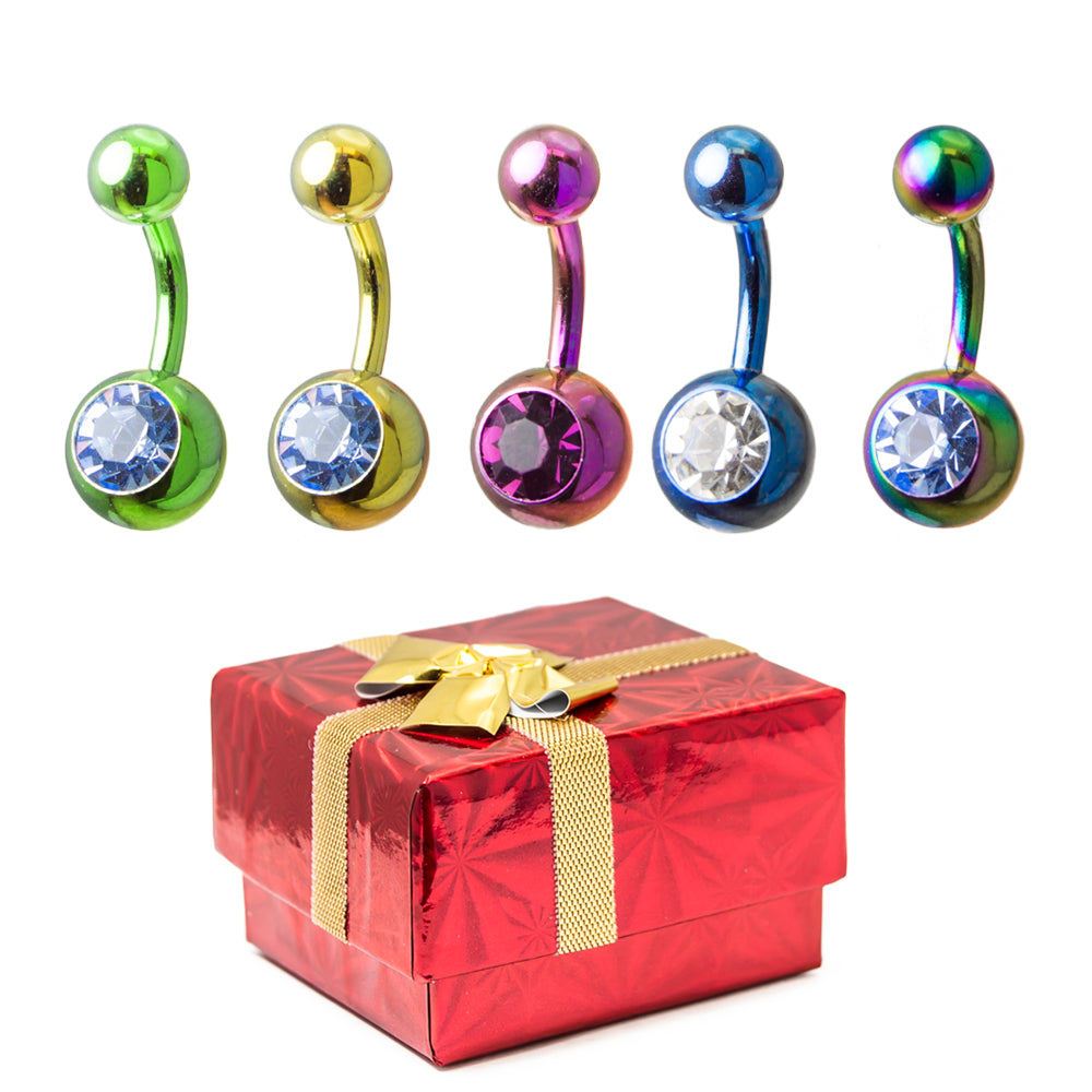 Anodized Surgical Steel 14 Gauge Belly Rings Holiday Gift Set
