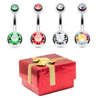 Surgical Steel 14 Gauge CZ Gem Belly Rings Holiday Gift Set