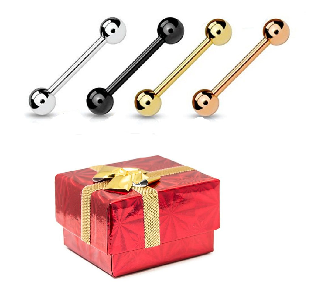 Surgical Steel 14 Gauge Tongue Barbells Holiday Gift Set - 4 Colors