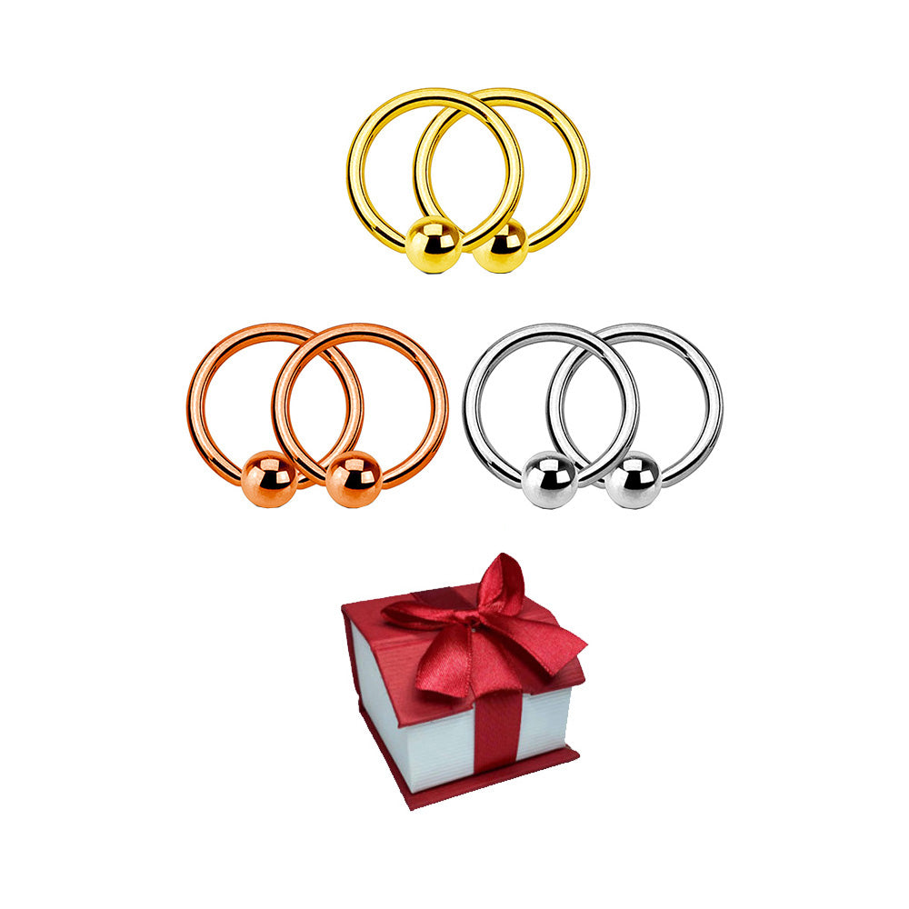 Surgical Steel 14 & 16G Captive Bead Rings Holiday Gift Set - 6 Pack