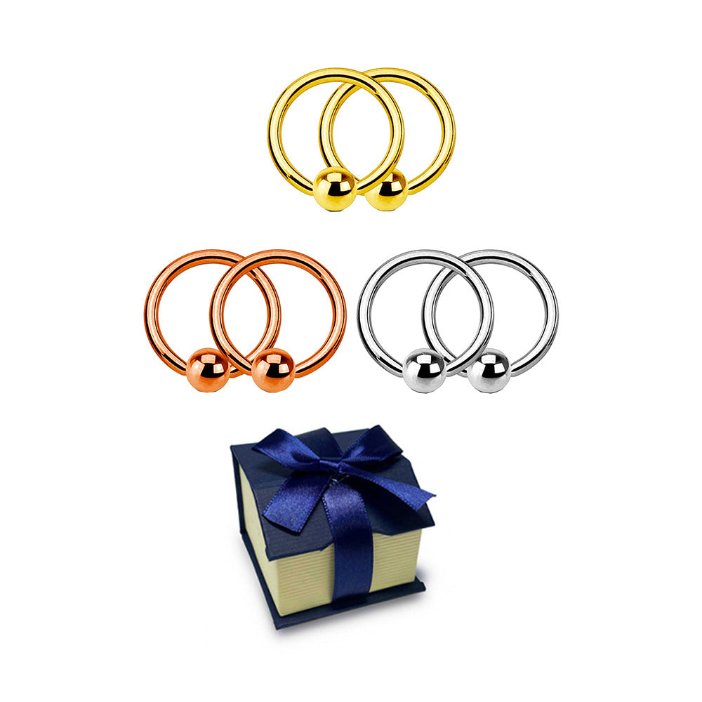 Surgical Steel 14 & 16G Captive Bead Rings Holiday Gift Set - 6 Pack