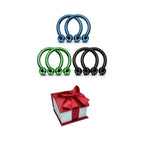 Surgical Steel 14 & 16G Circular Barbells Holiday Gift Set - 6 Pack