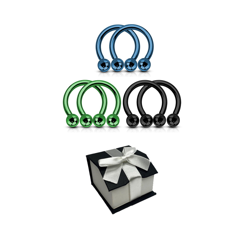 Surgical Steel 14 & 16G Circular Barbells Holiday Gift Set - 6 Pack