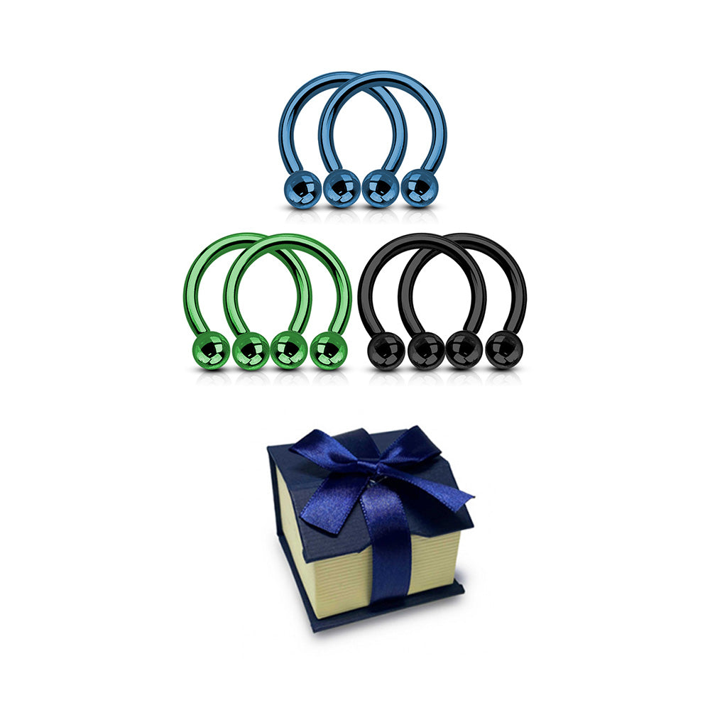 Surgical Steel 14 & 16G Circular Barbells Holiday Gift Set - 6 Pack