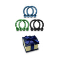 Surgical Steel 14 & 16G Circular Barbells Holiday Gift Set - 6 Pack
