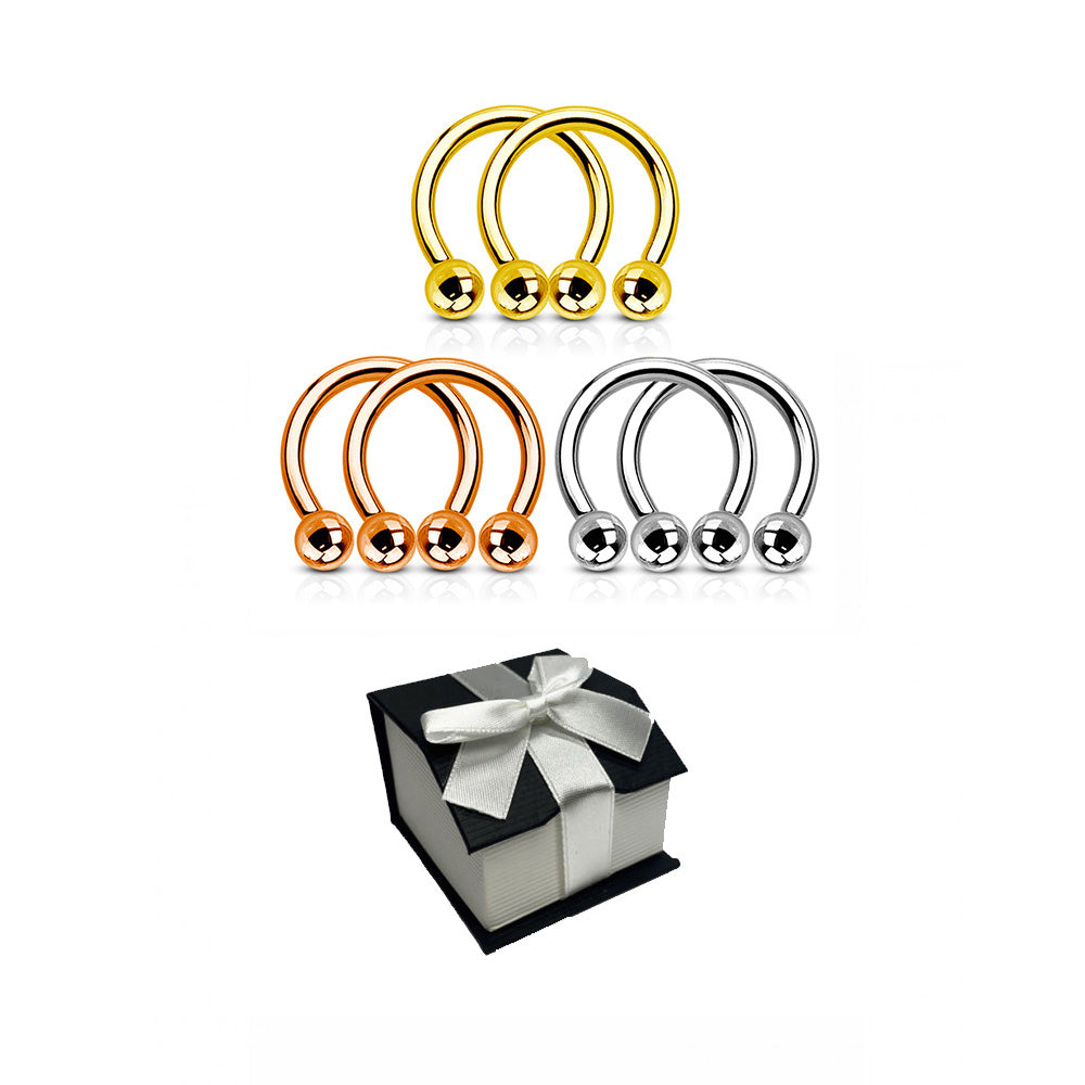 Surgical Steel 14 & 16 Gauge Circular Barbell Gift Set - 3 Pairs
