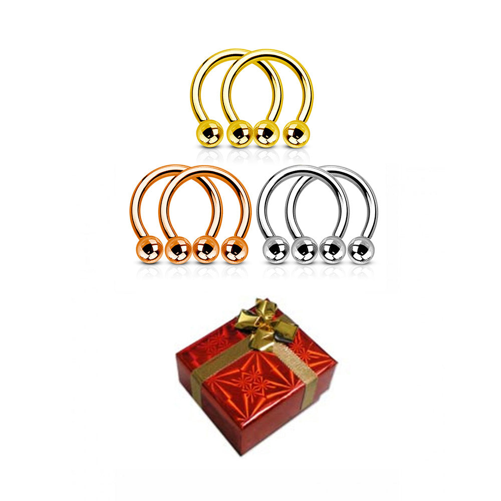 Surgical Steel 14 & 16 Gauge Circular Barbell Gift Set - 3 Pairs