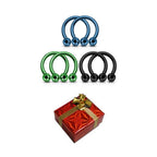 Surgical Steel 14 & 16G Circular Barbells Holiday Gift Set - 6 Pack