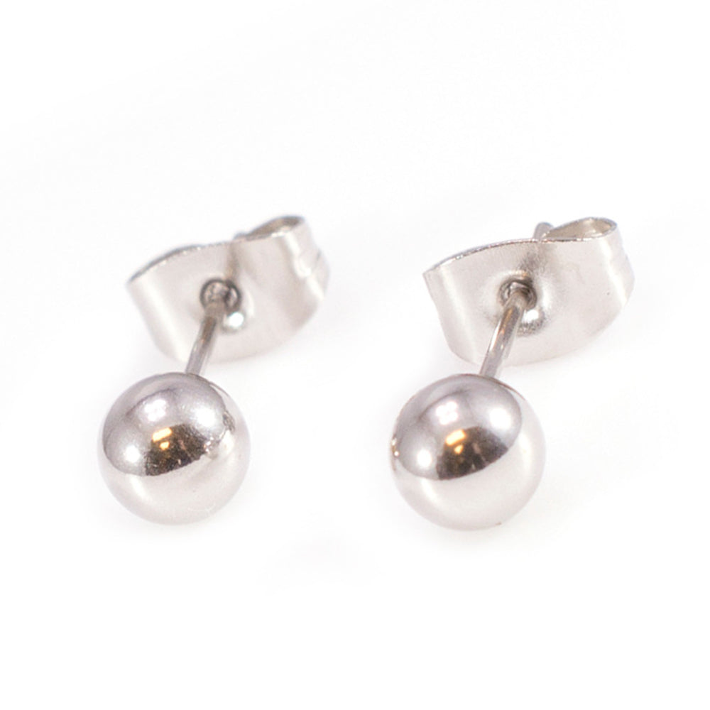Surgical Steel 22 Gauge Hollow Ball Stud Earrings - Pair