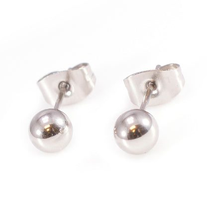 Surgical Steel 22 Gauge Hollow Ball Stud Earrings - Pair