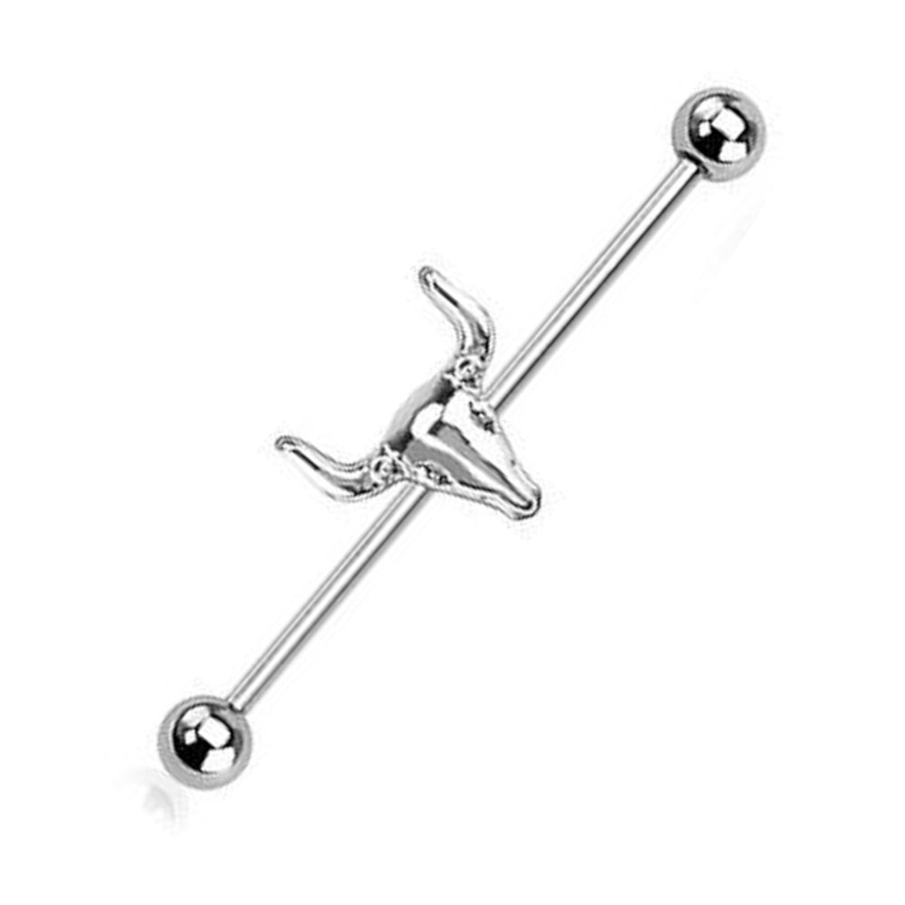 Surgical Steel 14 Gauge Bull Horn Industrial Barbell