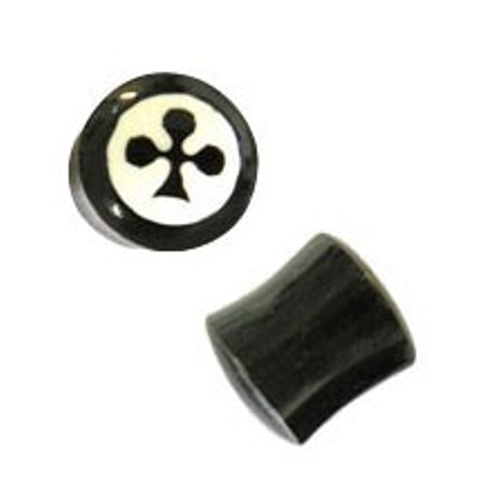 Black Buffalo Horn 00 Gauge Ear Plugs with Club Logo - Pair
