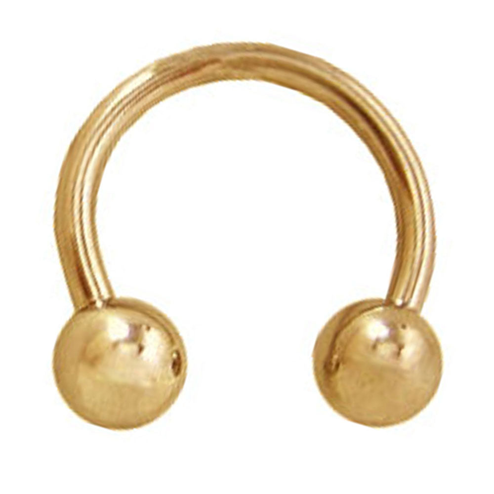 14K Solid Gold 16 Gauge Horseshoe Circular Barbell
