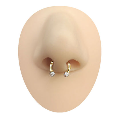 14K Solid Gold 16 Gauge Horseshoe Circular Barbell with CZ Ball - photo 5
